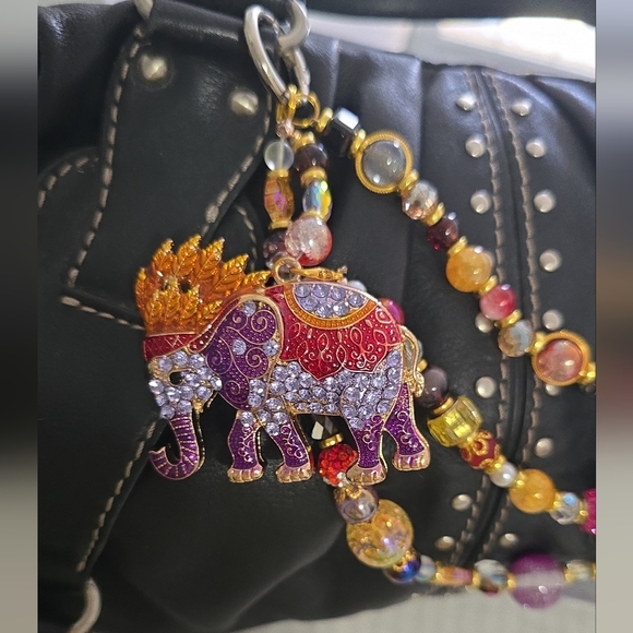 Colorful Elephant 3 Teired Bag Charm. - Picture 6 of 7